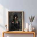 Dark Academia Canvas Wall Art Gothic Victorian Woman Reading Magic Book Poster Print Antique Oil Painting Canvas Print Book Lover Gift Bedroom Gallery Wall Decor 12x16 Incth Unframed