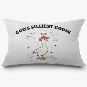 God's Silliest Goose Funny Christian Pillow Covers 12x20, Christian Room Decor, Western Pink Cowgirl Hat Silly Goose Decorative Lumbar Pillow Covers for Home Bedroom Living Room