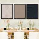 Ronasip Set of 3 Simple Line Print, Minimalist Wall Art, Contemporary Home Decor Modern Wall Art Modern Neutral Abstract Printable Wall Art (Black, 12x16 inch, Framed)