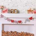 8.2 ft Glitter Heart Garland Pink Red Valentines Day Garland Rustic Farmhouse Heart Banner Romantic Love Banner Cute Valentine Hanging Decor for Fireplace Mantel Wall Home Window