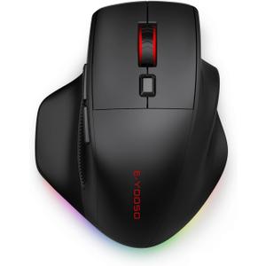 Ergonomic Wireless Gaming Mouse for Big Hands, Tri-Modes 2.4Ghz/Bluetooth/Wired Rechargeable RGB Backlit Mouse with 2 Side Buttons, 12800 DPI, 6 Backlit Modes, Programmable Macro Buttons