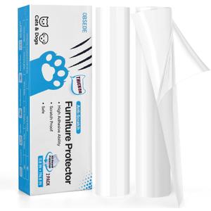 OBSEDE Cat Scratch Furniture Protector from Claws, Couch Corner Plastic Cover Adhesive Clear Flexible Sofa Guard Single Side Sticky Deterrent Training Tape Easy to Apply, 11.8 in × 196.8 in, 2 Pack