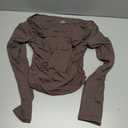 SUUKSESS Women Off Shoulder Long Sleeve Shirts Double Lined Fitted Crop Tops (Medium, Brown)