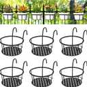 CADANI Iron Hanging Plant Holder Over The Rail Metal Fence Planters, Hanging Flower Pot Holder for Patio Balcony Outdoor Plants - Pack of 6 (Black)