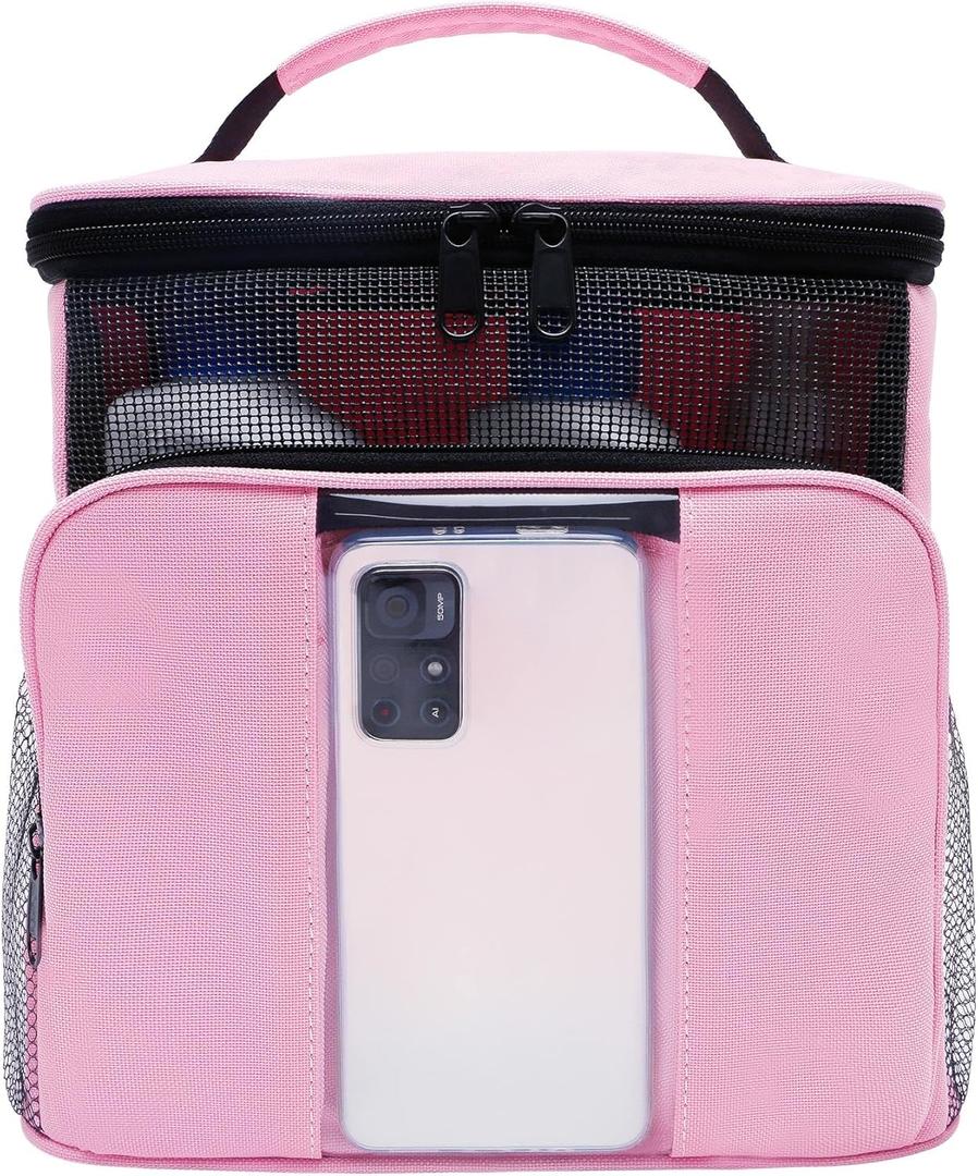 Mesh Shower Caddy,Portable HangingTravel Toiletry Bag Dorm Room Essentials for College Students Girls,Large Makeup Organizer for Full-Sized Toiletries,Travel Essentials for Women Girls Camping Beach (Pink)