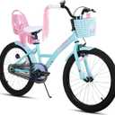 KEANO Zinnia 14 16 20 Inch Kids Bike for Girls Ages 3-10 Years, Girls' Bikes with Training Wheels, Streamers, Basket and Doll Seat, Children Bicycles
