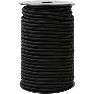 Strong and Durable Bungee Cord Roll - 1/4" x 100ft Elastic Cord, Kayak Stretch String Rope, Bungee Shock Cords for Repairing Tent Poles, DIY, Tie Downs, Black