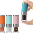 VEVOK CHEF Small Salt and Pepper Grinder 4Pcs Portable Mini Glass Salt Spices Grinder Ceramic Salt Black Pepper Shakers Tiny Pepper Mill Salt Grinder for Travel Lunch Box Kitchen Gift (colorful)