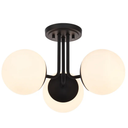 3 Light Semi Flush Mount Ceiling Light Fixture, Modern Globe Chandelier, Sputnik Farmhouse Lighting for Kitchen Bedroom Bathroom Living Room Corridor Laundry Room Bar (Matte Black)
