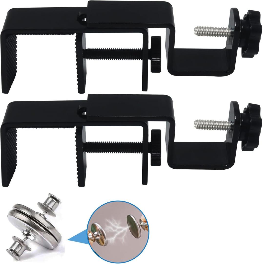 Outside Mounted Blinds Curtain Rod Bracket Attachment, 1.3 - 2 inches Wide Track, Tool-free & Drill-free, with Installation Guide and Curtain magnet buckle, Black-2 Pack US patent application