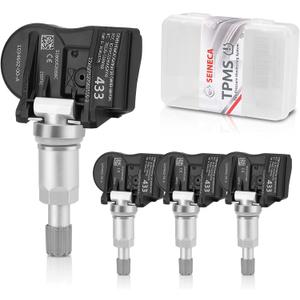 103460200A TPMS Sensor Set of 4, 433MHz Tire Pressure Monitoring Sensors Compatible with Tesla Model 3/ Model S/Model X, TPS with Metal TPMS Valve Stem