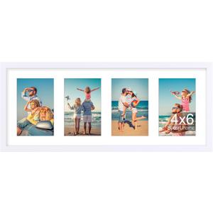 decorUhome 4 4x6 Picture frames Collage Wall Decor with Mat, White, 8x20