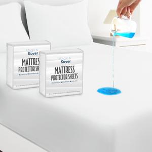 2 Pack Twin Mattress Protector Waterproof Cover, Waterproof Bed Twin Fitted Sheet Only, Machine Washable 14" Deep Pocket Twin Size Mattress Covers for Kids Bed, White