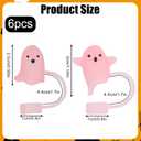 6pcs Halloween Ghost Straw Toppers for Stanley Cups, 0.4in Silicone Luminous Cute Fall Straw Covers Cap for Stanley 20/30/40oz Tumblers, Fun Halloween Cup Decorations and Party Gifts (3 Colors)