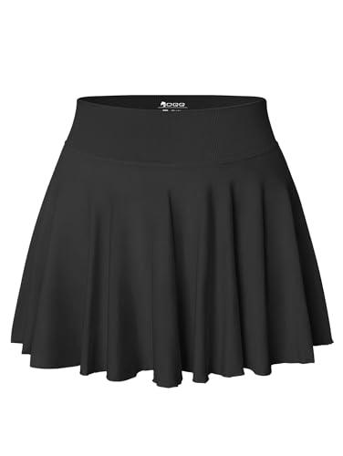 OQQ Women Mini Skirts 2 in 1 Flowy Basic Versatile Stretchy Casual Flared A-line Skirt with Pockets Black, XL