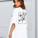 Womens Oversized Tshirt Graphic Tees Crew Neck Summer Short Sleeve Loose Fit Tops 2026 (White, XXL)