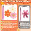 Pink and Orange Party Decorations Pink Paper Flowers Decorations for Wall 9pcs with 9 Gold Glitter Floral Centers Paper Fans Floral Backdrop Flower Wall Decor for Birthday Classroom Baby Shower, Guide