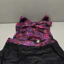 Womens Tankini Bathing Suits with Skirt Two Piece Tummy Control Swimsuits Ladies Swimwear (Large, Purple Leaf)