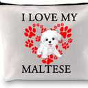 BDPWSS Maltese Gifts For Maltese Lover Maltese Owner Gift Dog Lover Gift i Love My Maltese Dog Cosmetic Bag Maltese Mom Gift (I love Maltese bag)