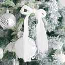 2 x HUIHUANG 1 inch Velvet Ribbon - White Frayed, Crinkled Silk for Gift Wrapping, Floral Bouquets, Ornaments, Crafts, Christmas Tree Decoration, Wreaths, Wedding Decor