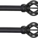 Curtain Rods for Windows 28 to 60 Inch - 2 Pack 5/8” Black Metal Heavy Duty - Decorative Window Small Curtains Rod with Brackets for Kitchen, Bathroom, Sliding Cafe Drapery Rods Door