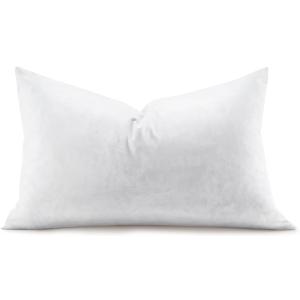 Feather Rectangle Lumbar Pillow Insert, Soft Fluffy 12 x 20 Inches Decorative Throw Pillow Insert for Bed, Couch and Cushion