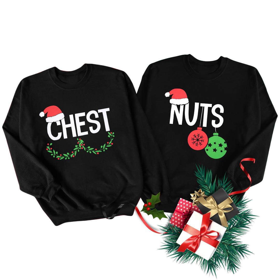 LUKYCILD Christmas Couples His and Her Sweatshirt: Merry Christmas Couples Matching Outfits Xmas Holiday Long Sleeve Shirt L
