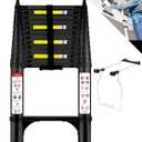 16.5 FT Telescoping Ladder with Stabilizers, Adjustable Multi-Purpose Collapsible Extension with Hooks & Wheels, Heavy Duty 330 lbs Max Capacity, Ideal for Home and Outdoor Work,Black