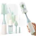 Momcozy Bottle Brush Kit, Innovative Push-Press Design for Better Cleaning - Baby Bottle Cleaner Brush for Baby Bottle, Breast Pumps, Nipples, and More - Can Generate Foam for Better Cleaning, Green (Press Bubble Style)