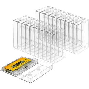 25-Pack Audio Cassette Storage Cases - Clear Plastic Cassette Tape Cases - Audio Storage Solution 4.28" L x2.75 W x0.6 H