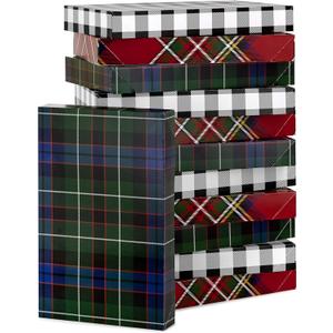 Hallmark Medium Gift Boxes with Lids (12 Shirt Boxes, 3 Designs: Buffalo Check, Red Plaid, Green Tartan) for Christmas, Holiday Parties, Hostess Gifts, Father's Day