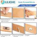 Uliche 820 Pcs Square Pyramid&Star Four-jaw Studs for Clothing,Punk Rivet Kit,Spikes and Studs for Leathercraft Accessories,DIY Craft Decoration for Punk Style Clothes Belts Bags Shoes Dog Collar