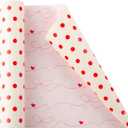 Flyhill Polka Dot Valentine Wrapping Paper Roll,Reversible Pink Beige Heart & Bow Elegant Gift Wrap Suitable for Valentines Day, Anniversary Day, Birthday,Girls,Baby Shower,Wedding (17 Inch X 32.8 Feet)
