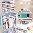 Travel Hanging Toiletry Bag for Women - Waterproof Cosmetic Organizer with Clear Window, Lightweight Bathroom Bags for Essentials, Makeup, Shampoo, Toiletries Blue, Large