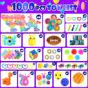 1000Pcs Fidget Toys Pack, Bulk Party Favors for Kids, Stocking Stuffers, Treasure Box Chest, Birthday Party, Classroom Carnival Prizes, Pinata Stuffers, Goodie Bag Stuffers, Stress Relief, Sensory Toy