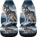 ZFRXIGN Wolf Car Seat Covers for Women Men SUV Trunk Front Seat Protector Auto Interior Accessories Full Set of 2pc Cool Wildlife Animal Car Seat Cover 2 Pack
