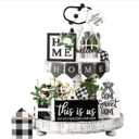 Tiered Tray Decor Set for Rustic Home Country Kitchen Dining Room Living Room Table Decorations Farmhouse Modern White and Black Tray Decorative with Wooden Beads and Board (No Tray)