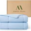 Amlie Home Cooling Comforter Queen Size, Dual-Sided Lightweight Cooling Blanket for Hot Sleepers, Q-Max 0.43 Breathable Cooling Quilt for Night Sweats, 90" x 90", Heather Ice Blue