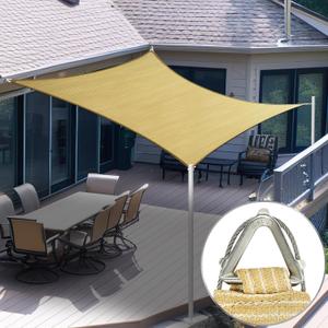 ShadeMart Heavy Duty 16' x 20' Beige Sun Shade Rectangle Pro Ring Shade Sail, 260 GSM Commercial Grade UPF50 Sunshade, Reinforced Corners & Edges