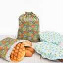 2 Pack Reusable Bread Bags and 2 Pack Bowl Cover with TPU lining,Sourdough Bags with Bread Proofing Cover for Storage and Sourdough Proofing