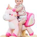 labebe - Baby Rocking Horse, Ride Unicorn, Kid Ride On Toy for 6 Month-3 Year Old, Infant (Boy Girl) Plush Animal Rocker, Toddler/Child Stuffed Ride Toy (Pink)