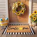 Tinideya 2 Pcs Door Mat Welcome Non Slip Coir Mats Floor Layering Doormats Seasonal for Front Porch Entryway Decor(Golden Sun)