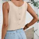 AKEWEI Linen Tank Top for Women 2026 Spring Summer Beach Crewneck Cute Sleeveless Shirts Basic Blouses Crop Cotton Linen Tops（Apricot, S）