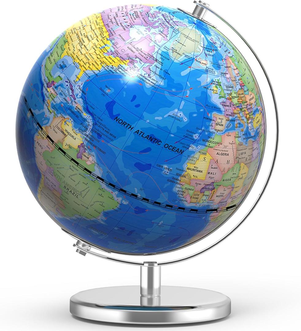 13 Inch Large World Globe for Adult, Educational Globe for Children, Colorful HD World Map Details for Kids Learning, Illuminated Globes Lamp for Kids Gift and Bedroom Office Decor
