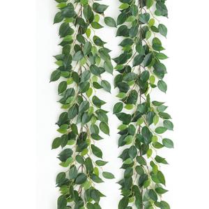 Mizii 2 Strands Artificial Vines Ficus Garland 78" Fake Vine with Silk Green Leaves Faux Hanging Plants Greenery Decorations for Bedroom Table Centerpieces Wall Party Wedding Room Decor (Ficus)