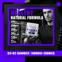 2 x Nutravita Sugar-Free Vitamin D3 K2 Chews with Calcium + K2 (MK-7), Magnesium Citrate, Vitamin C, Extra Strength - Ultimate Absorption for Bone Muscle Teeth Immune, Vegan - 60 Count-Blueberry Flavor, Exp: 03/2027