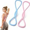 Figure 8 Resistance Band, 2PCS Figure 8 Resistance Bands for Women & Men, Non-Slip Handles Rubber Band for Arms, Back, Shoulder Stretch with Handles (Pink+Blue)