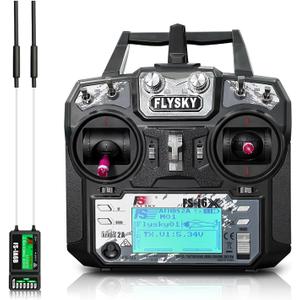 HAWK'S WORK FS-i6X 10 Ch Transmitter, 2.4GHz RC Controller with FS-iA6B Receiver for Drone Multirotor Airplane Helicopter Car Tank Boat (i6X+ iA6B)