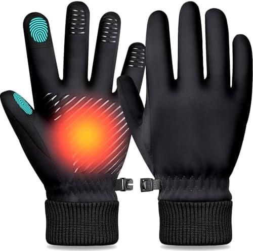 LOUXPERT Winter Gloves for Women Men: Water Resistant Thermal Gloves for Running, Cold Weather Touchscreen Gloves for Snow, Size Xl, Black