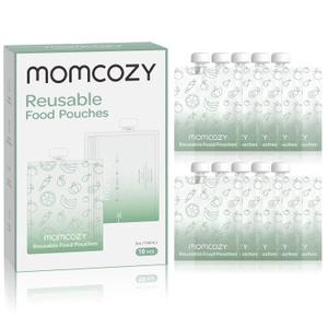 Momcozy Reusable Baby Food Pouches for Toddlers,BPA Free Plastic,Food Safe,Freezer Safe,Refillable for Applesauce Yogurt & Puree Squeeze Pouch, 10 Packs, 5oz